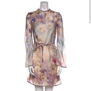 Zimmermann Pastel Floral Tie-Waist Dress